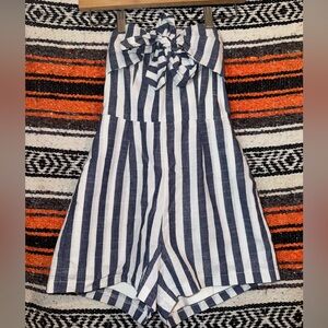 polly strapless tie front romper